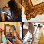 images showing various aspects of conservation work being undertaken at Arundells in Salisbury