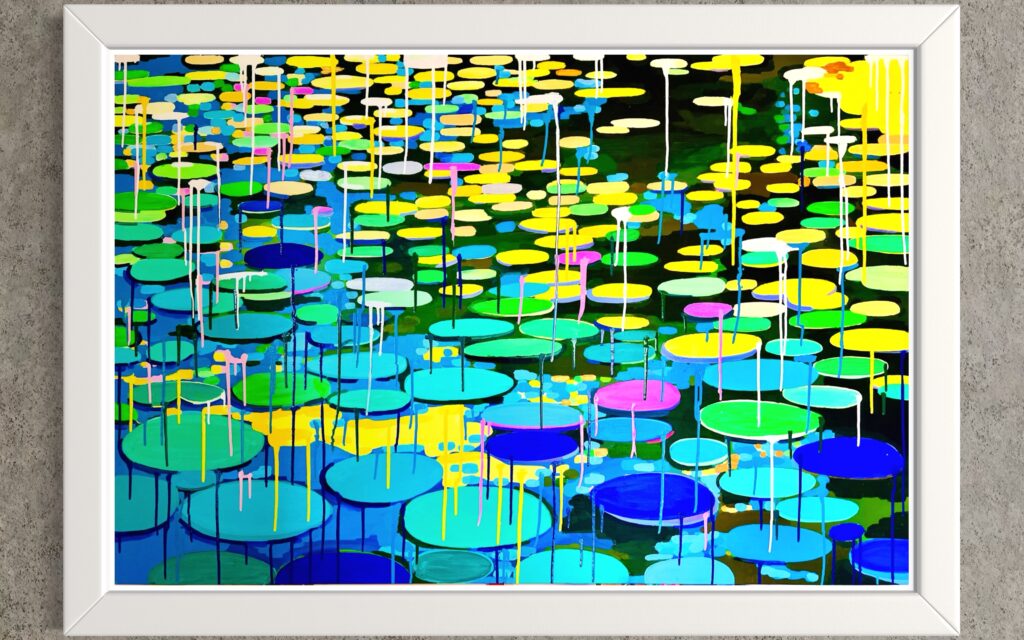 Colourful abstract painting by local artist Emily Toomer