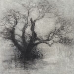 Image: ‘Threshold’ 2026 Mixed media on wood panel, 50x50cm