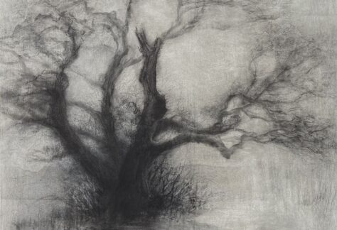 Image: ‘Threshold’ 2026 Mixed media on wood panel, 50x50cm
