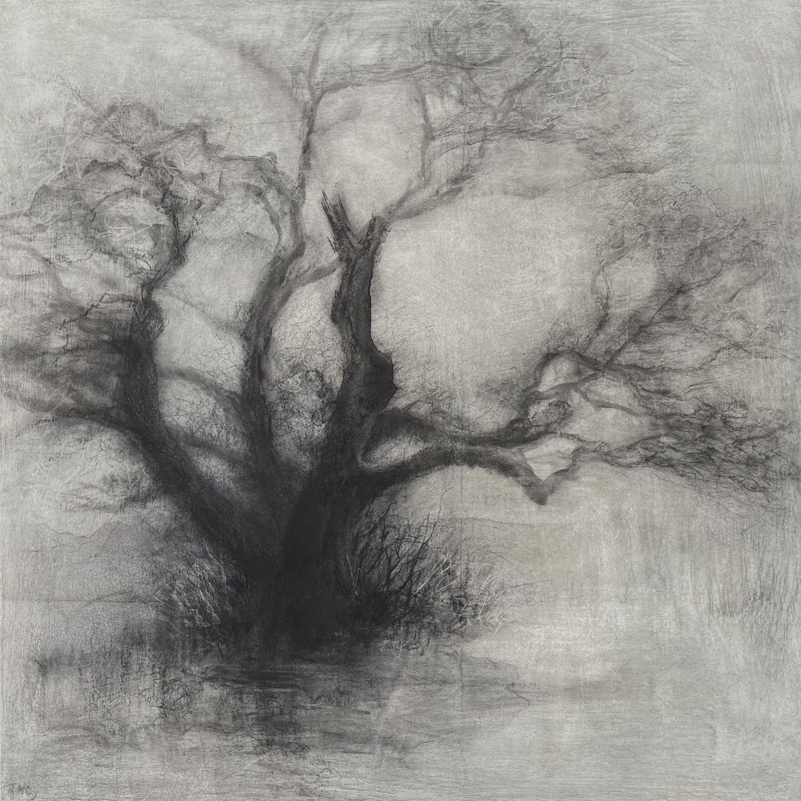 Image: ‘Threshold’ 2026 Mixed media on wood panel, 50x50cm