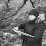 Artist Tansy Lee Moir sketching outdoors